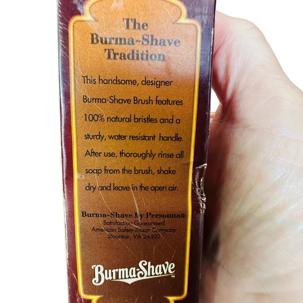 Burma-Shave Shaving Brush 100% Natural Bristle Personna Vintage Style New in Box